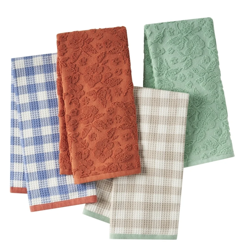 💜 New Pioneer Woman Gingham Woven Kitchen Towels 4 Pack